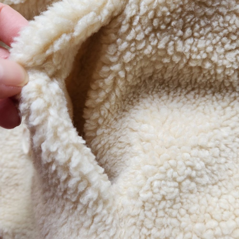 Standard James Perse Shrunken Sherpa Fleece Jacket High Neck Button Beige - Picture 9 of 12